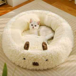 Alpaca Shaped Fluffy Plush Warm Removable Dog & Cat Bed