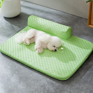 Checkerboard Faux Leather Pet Bed Waterproof Anti-scratch Dog Bed