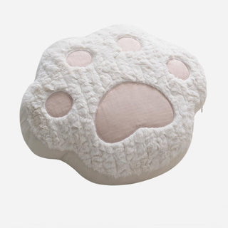 Comforting Dog Paw Print Pillow in Neutral Tones Soft and Playful Design