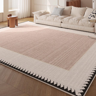 Easy Clean Rug Blush Geometric Border Spillproof Pet-Friendly Modern Living Room Area Rug