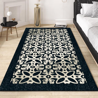 Easy Clean Rug Classic Floral Medallion Spillproof Pet Friendly Minimalist Bedroom Area Rug