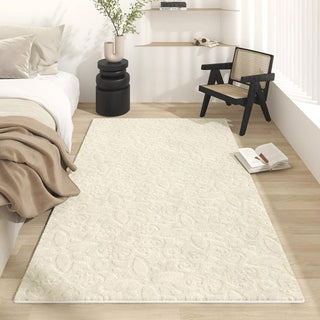 Easy Clean Rug Elegant Leaf Motif Spillproof Pet Friendly Minimalist Bedroom Area Rug