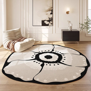 Easy Clean Rug French Bloom Petal Spillproof Pet-Friendly Modern Living Room Plush Round Rug