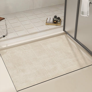 Easy Clean Rug Geometric Line Non-Slip Quick-Drying Bath Mat