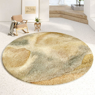 Easy Clean Rug Golden Dune Spillproof Pet Friendly Modern Living Room Round Rug