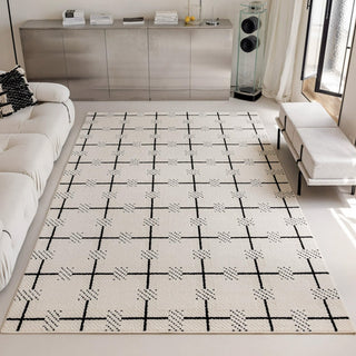 Easy Clean Rug Minimalist Cross-Grid Spillproof Pet-Friendly Luxury Bedroom Living Room Large Area Rug