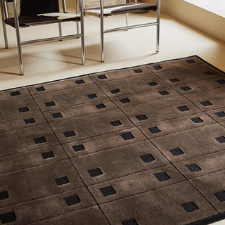 Easy Clean Rug Mocha Grid Spillproof Pet-Friendly Living Room Large Area Rug