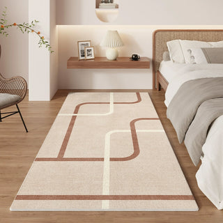 Easy Clean Rug Modern Curved Lines Spillproof Pet-Friendly Geometric Bedroom Large Area Rug