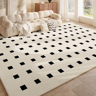 Easy Clean Rug Modern Geometric Checkered Spillproof Pet-Friendly Modern Living Room Area Rug