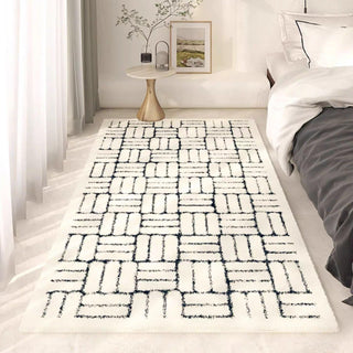 Easy Clean Rug Modern Grid Spillproof Pet Friendly Geometric Bedroom Area Rug