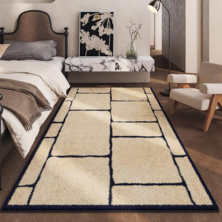 Easy Clean Rug Modern Grid Spillproof Pet Friendly Geometric Modern Bedroom Area Rug