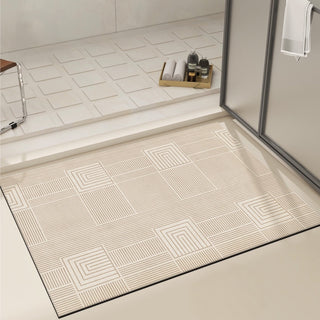 Easy Clean Rug Modern Lines Non-Slip Quick-Drying Bath Mat