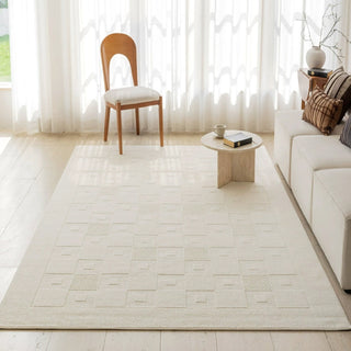 Easy Clean Rug Modern Minimalist Textured Square Spillproof Pet-Friendly Modern Living Room Area Rug