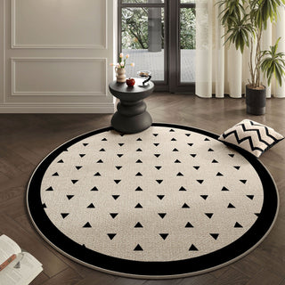 Easy Clean Rug Modern Mosaic Spillproof Pet-Friendly Chic Living Room Plush Round Rug