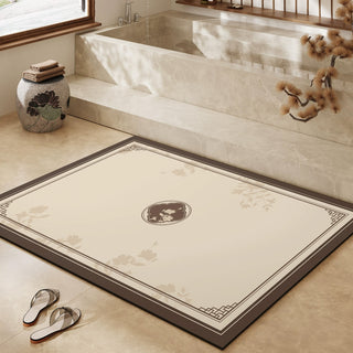 Easy Clean Rug Oriental Elegance Non-Slip Quick-Drying Bath Mat