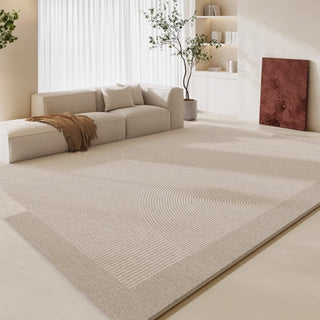 Easy Clean Rug Sand Ripple Border Spillproof Pet-Friendly Minimalist Living Room Area Rug