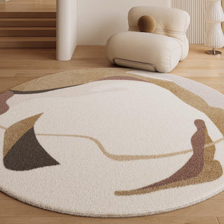 Easy Clean Rug Tranquil Nature Round Spillproof Pet-Friendly Modern Living Room Plush Round Rug