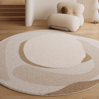 Easy Clean Rug Zen Oasis Circle Spillproof Pet-Friendly Modern Living Room Plush Round Rug