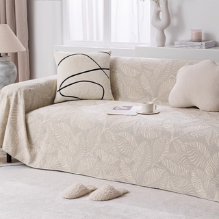 Neutral Leaves Sofa Cover