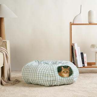 Tartan Foldaway Cat Tunnel & Bed