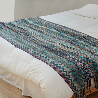 Zigzag Knit Throw Blanket