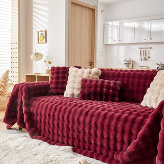 Cozy Faux Fur Ripple Sofa/Couch Cover