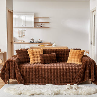 Cozy Faux Fur Ripple Sofa/Couch Cover