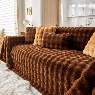 Cozy Faux Fur Ripple Sofa/Couch Cover