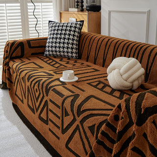 Geometric Pattern Plush Sofa Cover