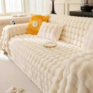 Plush Faux Rabbit Fur Sofa Cover