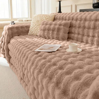 Plush Faux Rabbit Fur Sofa Cover