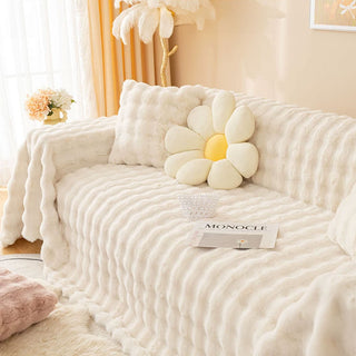 Plush Faux Rabbit Fur Sofa Cover