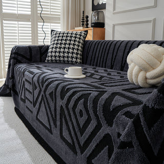 Geometric Pattern Plush Sofa Cover