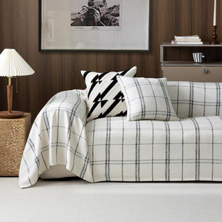 Black and White Plaid Sofa/Couch Cover