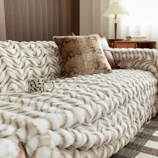 Chevron Faux Fur Sofa/Couch Cover