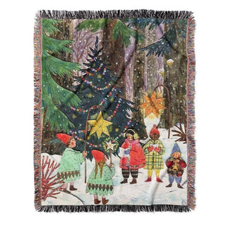 Christmas Eve Tapestry Throw Blanket Cozy Blanket with Vibrant Holiday Scene & Woven Detail