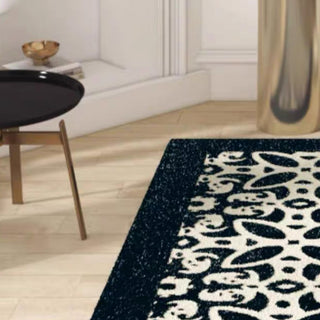 Easy Clean Rug Classic Floral Medallion Spillproof Pet Friendly Minimalist Bedroom Area Rug