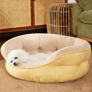 Extra Heightened Warm Surround Plaid Pet Bed Dog Calming Bed