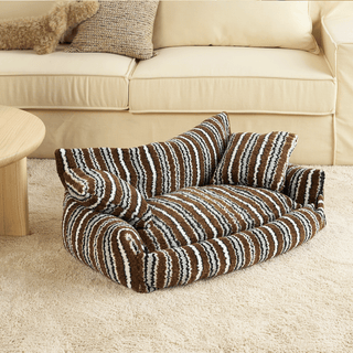 Monochrome Stripes Pet Sofa with Cushions