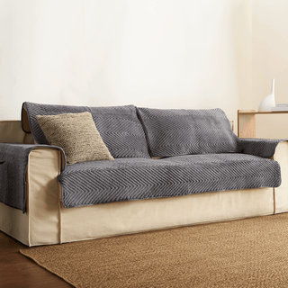 Plush Herringbone Sofa Cover