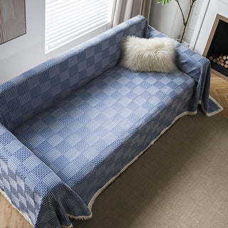 Textured Indigo Patchwork Sofa Cover