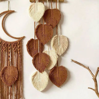 Boho Leaf and Crescent Moon Wall Art Set