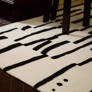 Easy Clean Rug Abstract Black and White Stripe Spillproof Pet-Friendly Living Room Large Area Rug