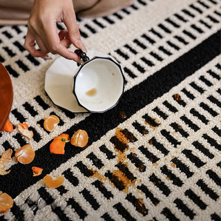 Easy Clean Rug Striped Dash Spillproof Pet-Friendly Living Room Large Area Rug