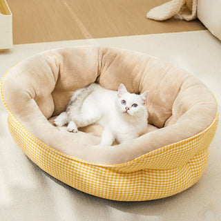 Extra Heightened Warm Surround Plaid Pet Bed Dog Calming Bed