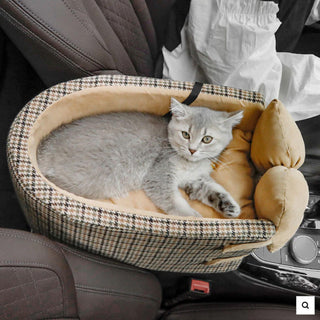 Houndstooth Lookout Console Bow Tie Pet Car Seat