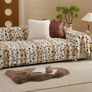 Luxe Leopard Warmth Faux Fur Sofa/Couch Cover