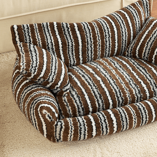 Monochrome Stripes Pet Sofa with Cushions