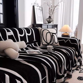 Monochrome Typography Sofa Cover