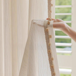 Natural Textured Pom-Pom Curtain